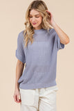 Loose Knit Short Sleeve Sweater- Periwinkle (3x)