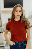 Short Sleeve Ribbed Tee-Smoked Paprika (L, 3X)