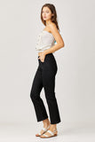 Risen-Mid Rise Crop Straight Denim- Black