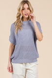 Loose Knit Short Sleeve Sweater- Periwinkle (3x)