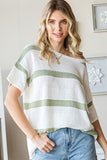 Striped Round Neck Lightweight Top (2X, 3X)