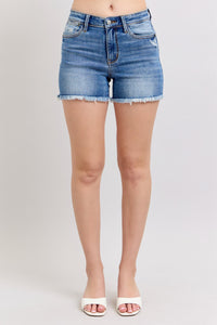 Judy Blue- High Waist Fray Hem Shorts (2x)