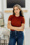 Short Sleeve Ribbed Tee-Smoked Paprika (L, 3X)