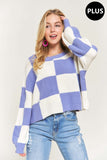 Checkered Sweater Top- Periwinkle