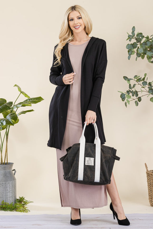 Cardigan Hoodie- Black