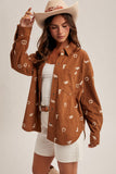 Western Embroidered Light Corduroy Shirt (S-L)