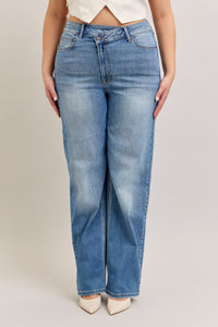 Plus Size asemetrical High Rise Dad Jean
