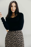 Long Sleeve Scoop Tee- Black (XS-3x)