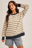 Striped Oversized Sweatshirt, Navy