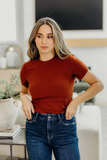 Short Sleeve Ribbed Tee-Smoked Paprika (L, 3X)