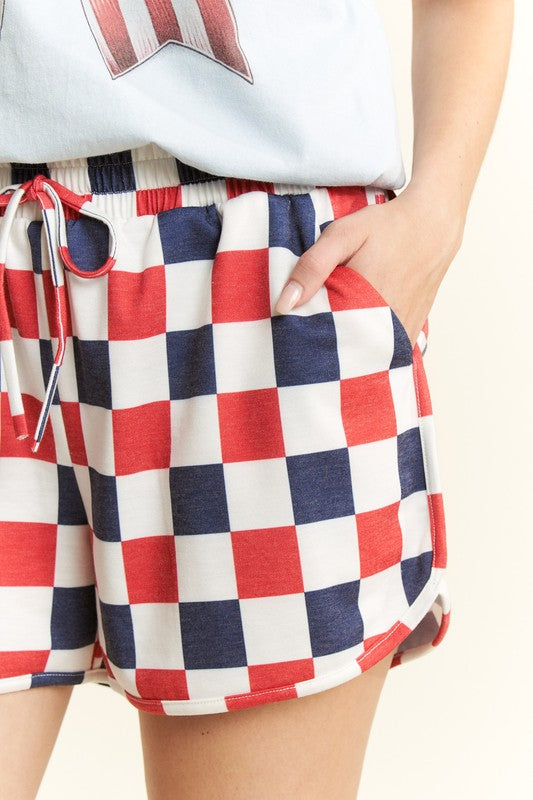 Red, White & Blue Checkerboard Shorts