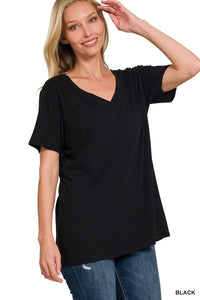 Basic V neck Black Tee (1x-3x)