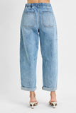 Risen-High Rise Crop Wide Barrel Cargo Denim
