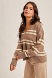 Notch Neck Striped Sweater (S-L)