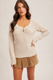 Lace Trim Ribbed Henley (S,M)
