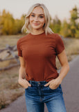 Short Sleeve Ribbed Tee- Arabian Spice
