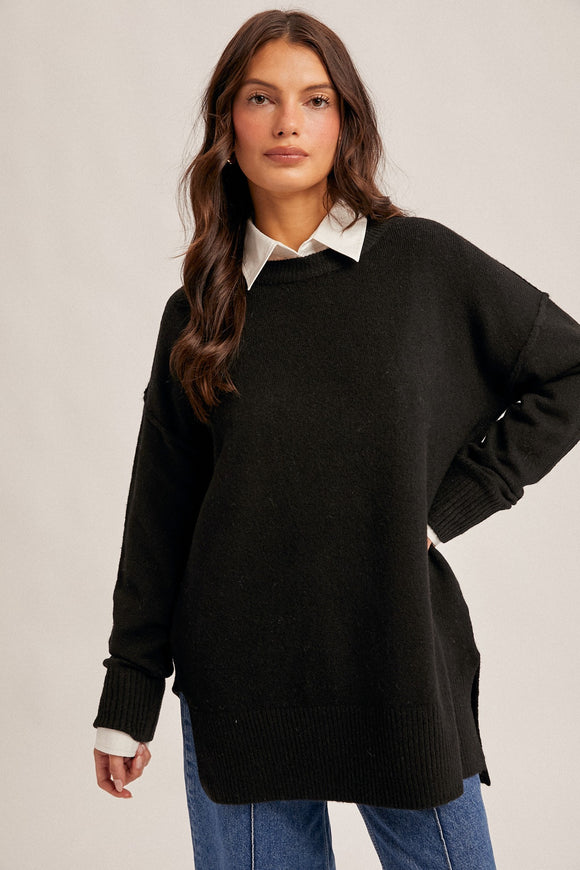 Oversized Tunic Sweater- Black (S-L)