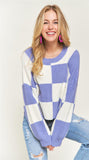 Checkered Sweater Top- Periwinkle