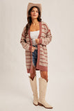 Textured Stripe Long Line Cardigan