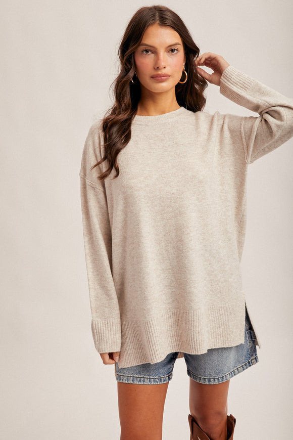 Oversized Tunic Sweater- Oatmeal (S,L)
