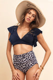 High Waisted Leopard 2 Piece Swimsuit (1X-3x)