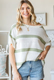 Striped Round Neck Lightweight Top (2X, 3X)