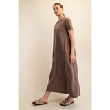 Rae Mode Mineral Washed Cotton Maxi Dress-Mocha (S)