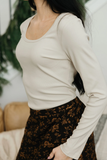 Long Sleeve Scoop Tee- Macadamia