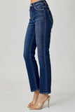 Risen- Mid Rise Ankle Straight Slim Denim