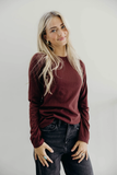 Pointelle Long Sleeve- Wine (XS-2X)