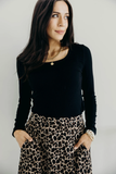 Long Sleeve Scoop Tee- Black (XS-3x)