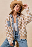 Washed Denim Checkered Sweater Top (L)