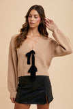 Bow Front Snap Closure Cardigan Sweater (3x)