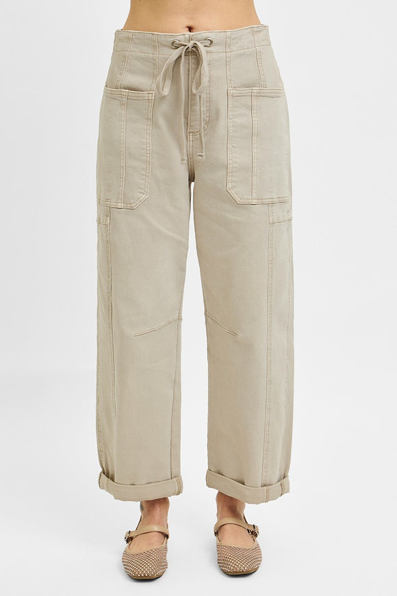 Risen-High Rise Crop Wide Barrel Cargo Pants (0, 7, 9, 13-2x)