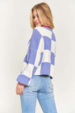 Checkered Sweater Top- Periwinkle