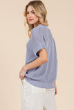 Loose Knit Short Sleeve Sweater- Periwinkle (3x)