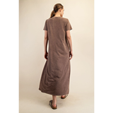 Rae Mode Mineral Washed Cotton Maxi Dress-Mocha (S)