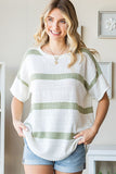 Striped Round Neck Lightweight Top (2X, 3X)