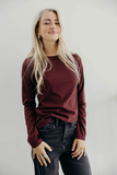 Pointelle Long Sleeve- Wine (XS-2X)