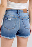 Judy Blue- High Waist Fray Hem Shorts (2x)