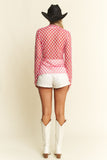Checkered Mesh Top- Fuchsia