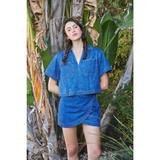 Boxy Collared Denim Crop Top
