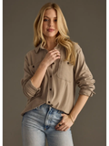 Super Soft Button Up- Taupe (S-XL)