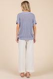 Loose Knit Short Sleeve Sweater- Periwinkle (3x)