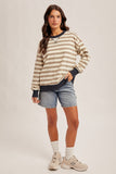 Striped Oversized Sweatshirt, Navy