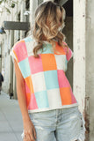 Multi-Color Checker Sweater Vest