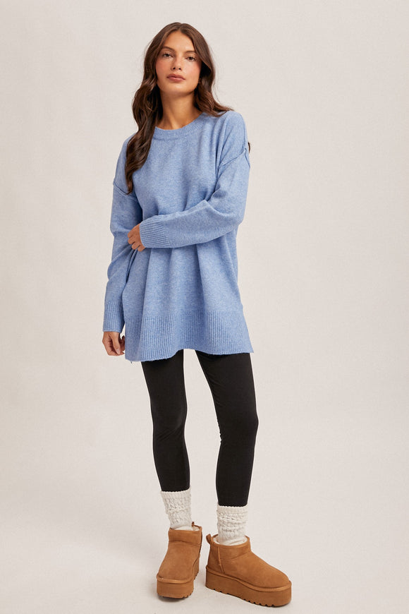 Oversized Tunic Sweater- Blueberry (S-L)