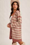 Textured Stripe Long Line Cardigan
