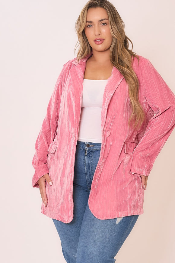 Crushed Velvet Blazer, Pink (2x)