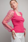 Polka Dot Square Neck Top